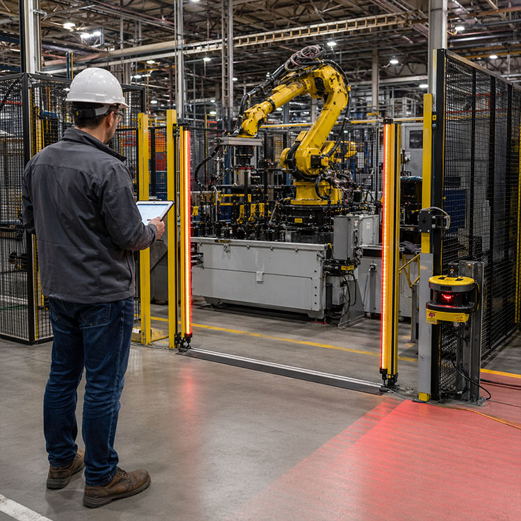 Light Curtain vs Safety Scanner vs Hybrid Guarding for Robot Cells 1 Light Curtain
