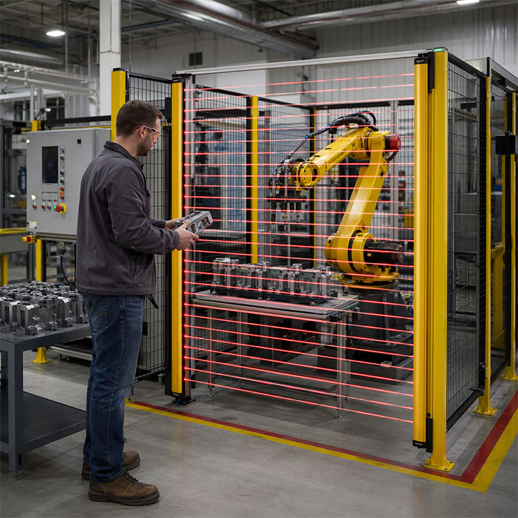 Light Curtain vs Safety Scanner vs Hybrid Guarding for Robot Cells 2 Light Curtain